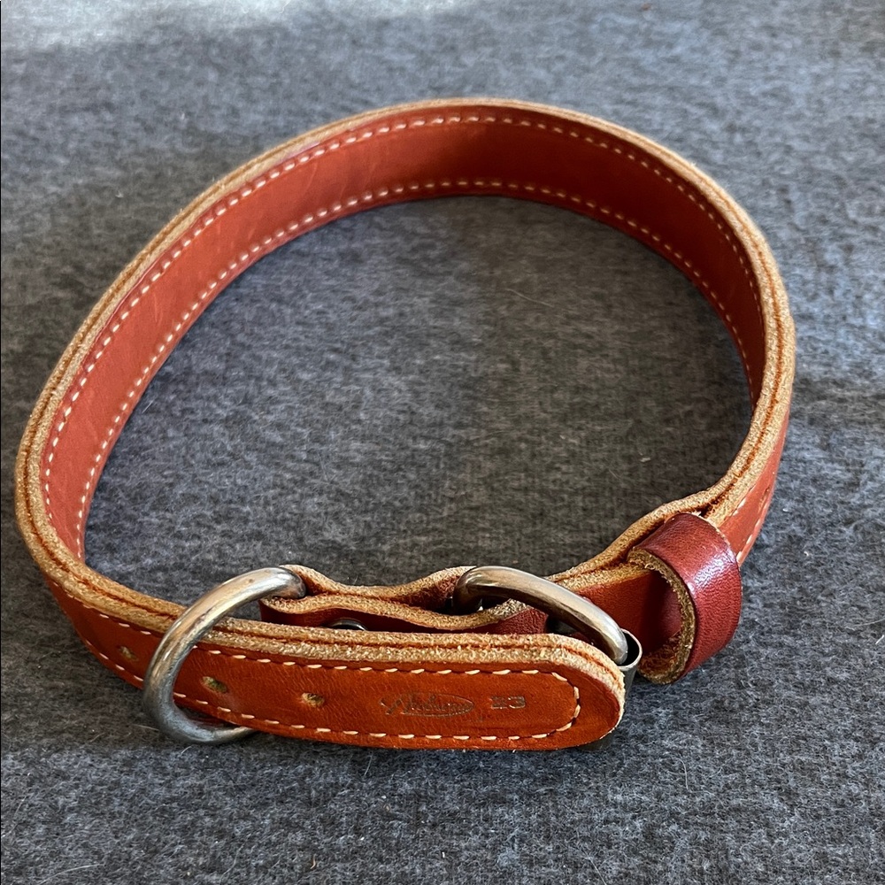 Auburn  Brown Leather Dog Collar 23”